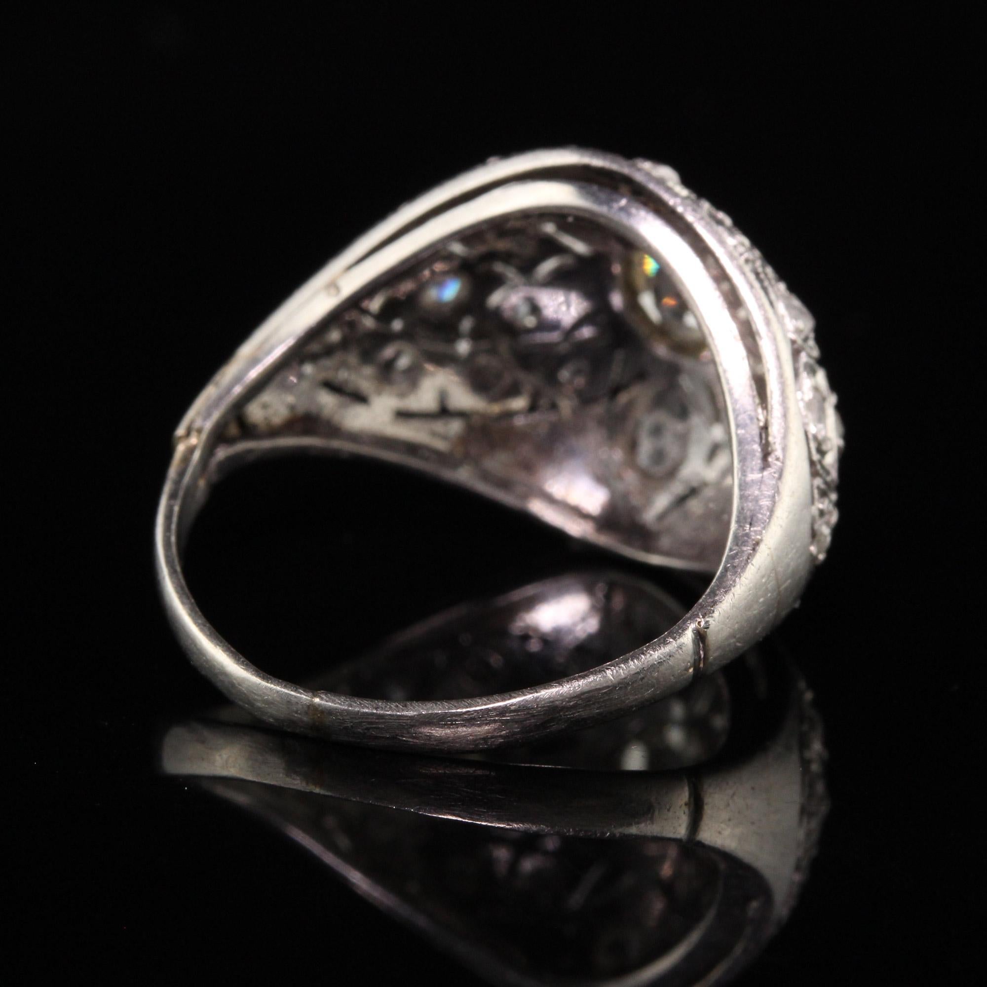 Antique Art Deco Platinum Old Mine Rose Cut Diamond Domed Bombe Ring 1