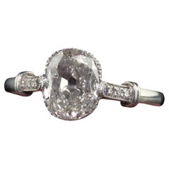 Antiker Art Deco Platin-Verlobungsring mit Diamant im alteuropäischen Ovalschliff
