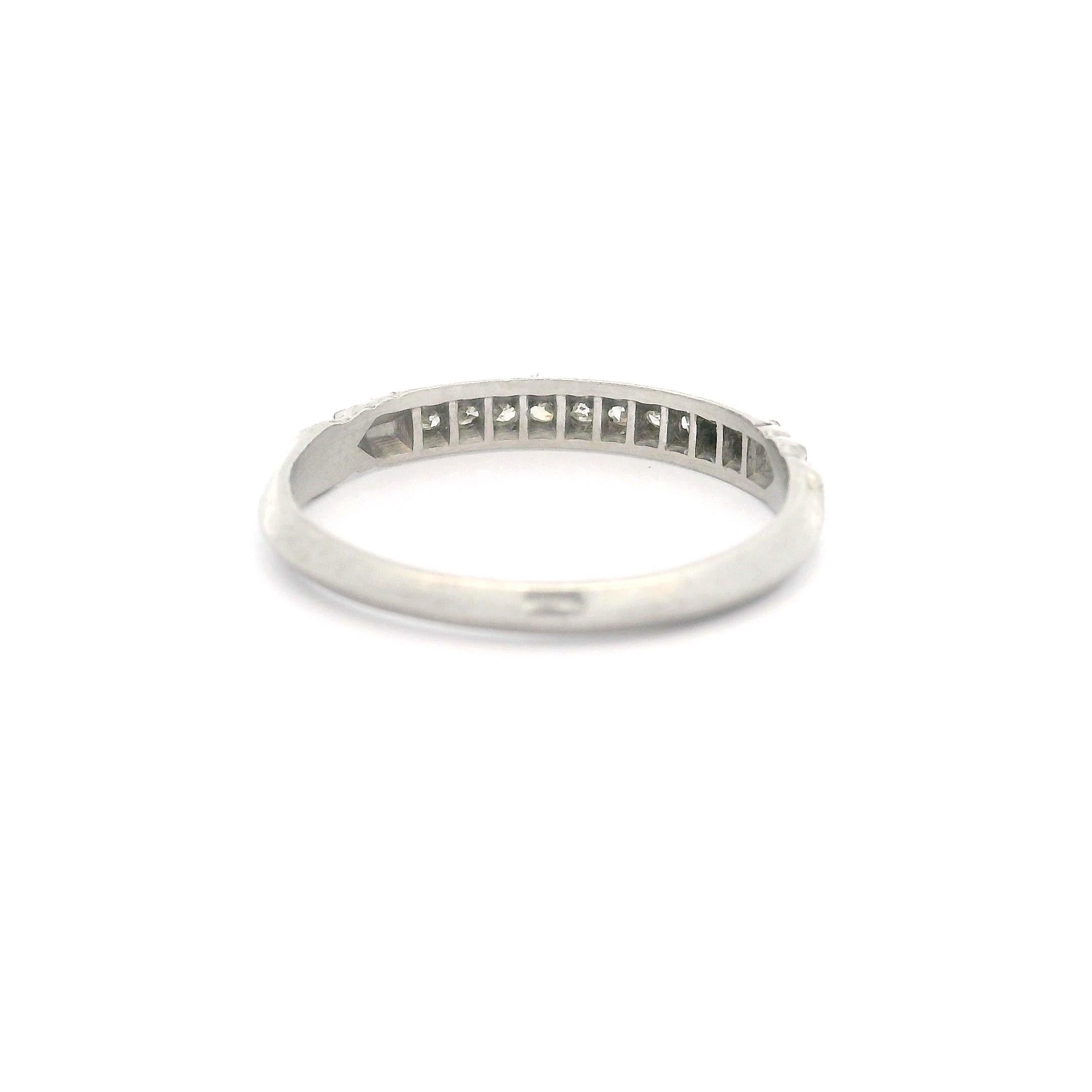 Antique Art Deco Platinum Old Single Cut Channel Set Diamond Petite Band Ring For Sale 6