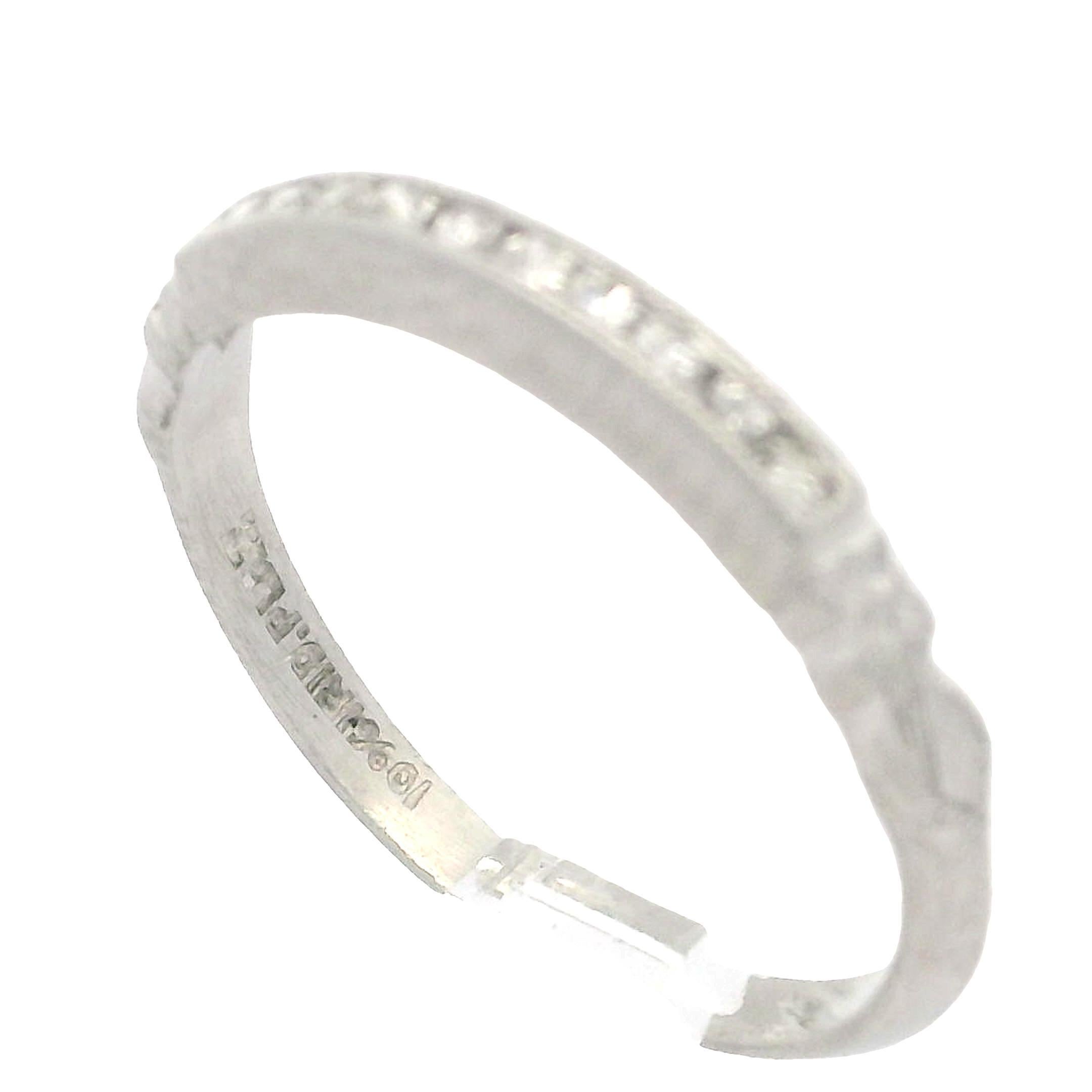 Women's Antique Art Deco Platinum Old Single Cut Channel Set Diamond Petite Band Ring For Sale