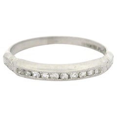 Antique Art Deco Platinum Old Single Cut Channel Set Diamond Petite Band Ring