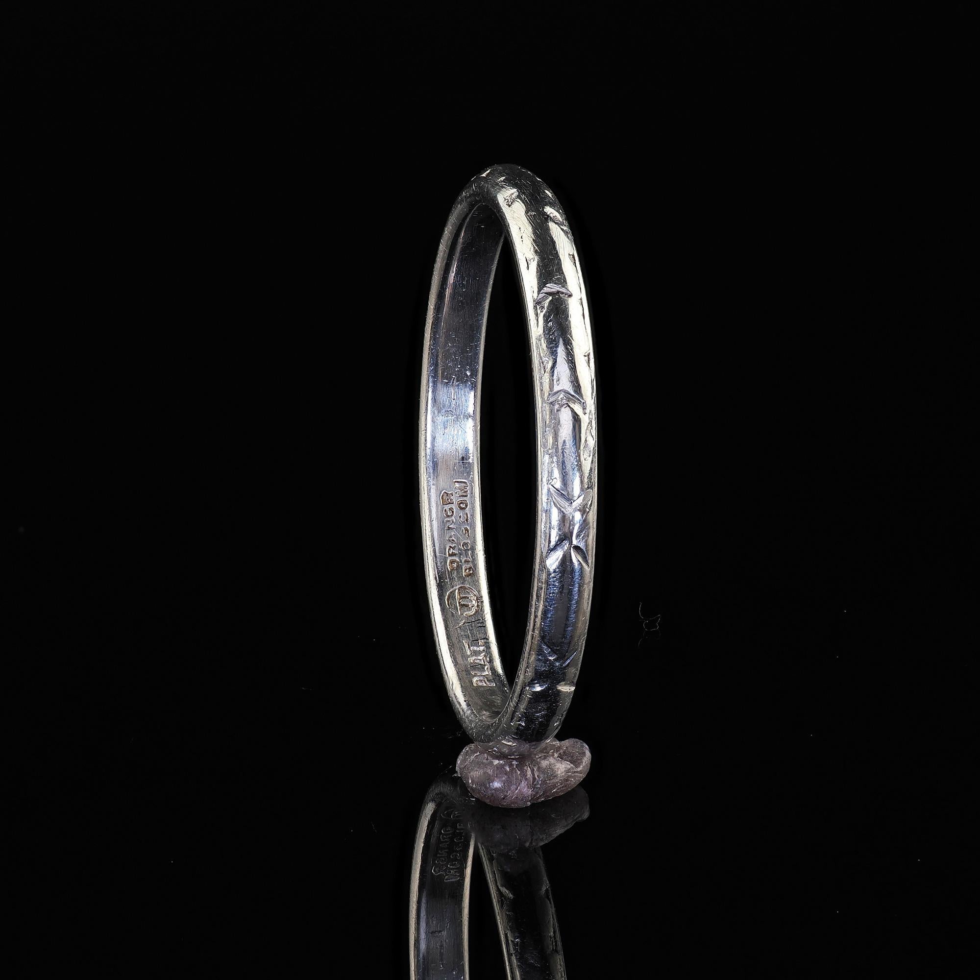 Antique Art Deco Platinum Orange Blossom Engraved Wedding Band - Size 7 For Sale 1