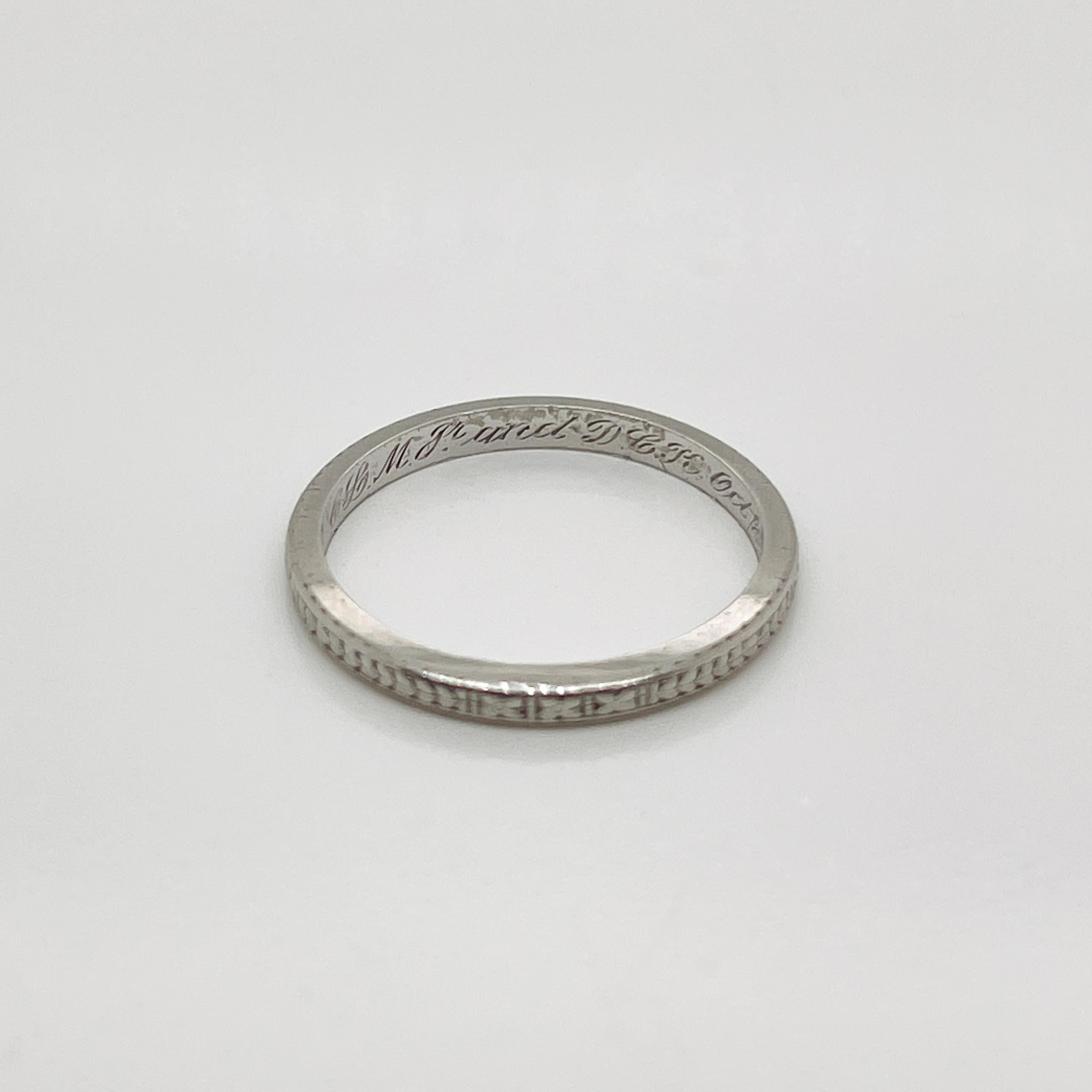 Women's or Men's Antique Art Deco Platinum Orange Blossom Wedding Band Ring 