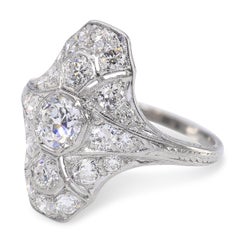 Antique Art Deco Platinum & Palladium 1.32ctw Diamond Dinner Ring
