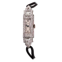 Antique Art Deco Platinum Paul Vallette Diamond Baguette Evening Watch