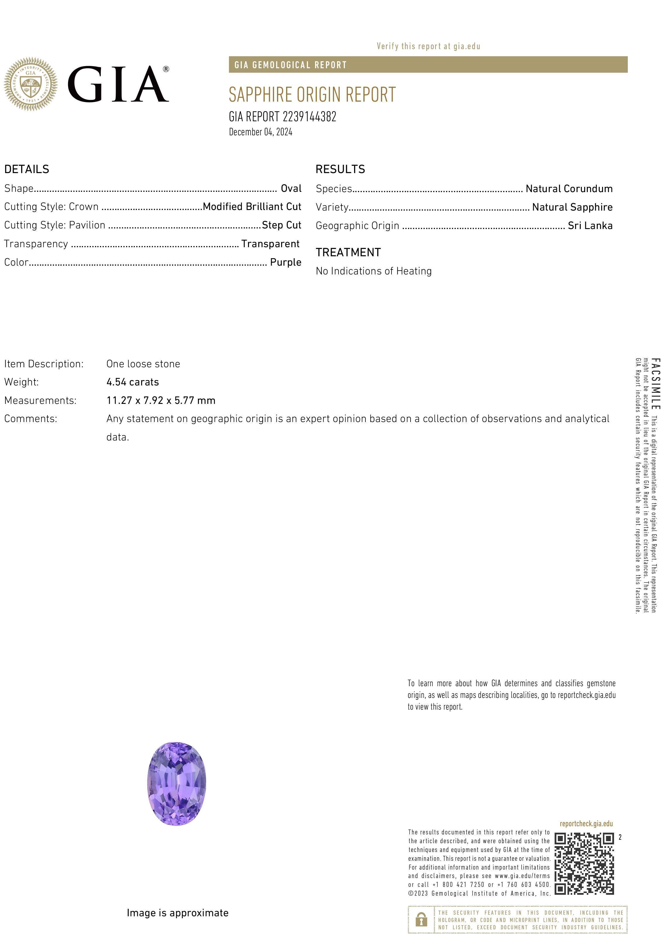 Antique Art Deco Platinum Purple Sapphire No Heat Diamond Engagement Ring - GIA For Sale 6