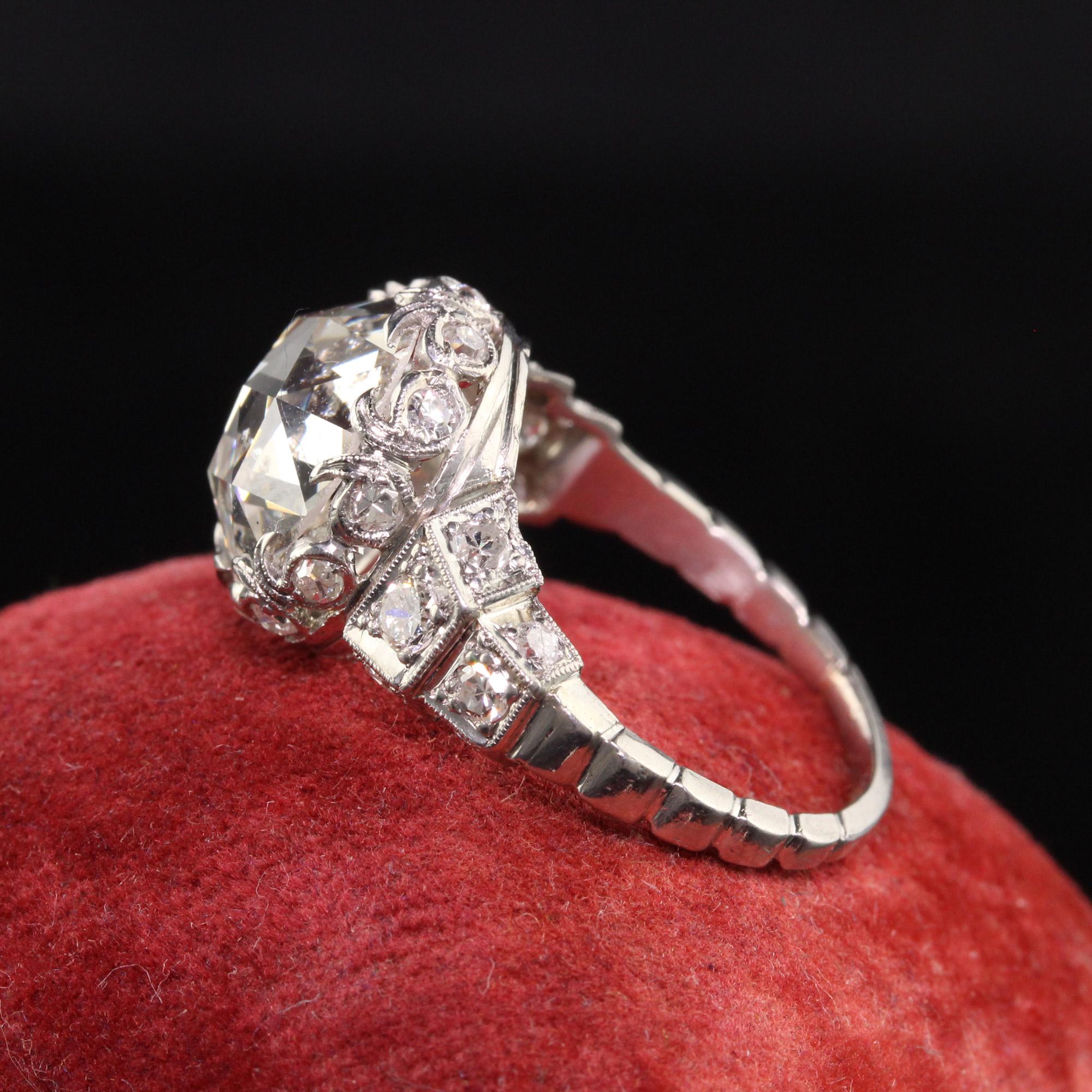 Women's Antique Art Deco Platinum Rose Cut Diamond Engagement Ring