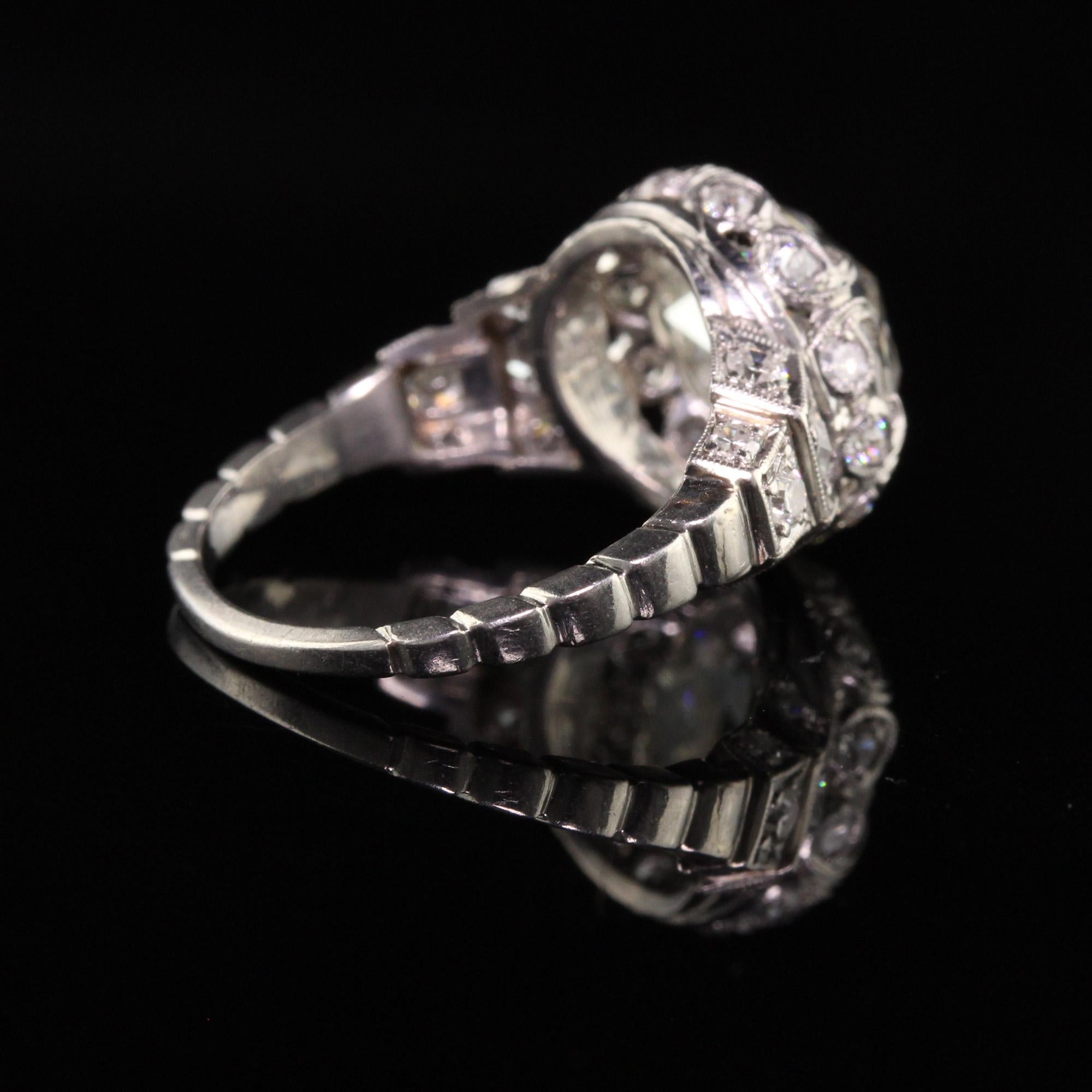 Antique Art Deco Platinum Rose Cut Diamond Engagement Ring For Sale 2
