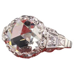 Retro Art Deco Platinum Rose Cut Diamond Engagement Ring