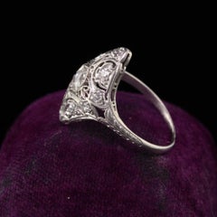 Antique Art Deco Platinum Rose Cut Diamond Shield Engagement Ring