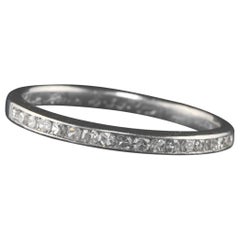 Circa 1945 - Vintage Platinum Round Single Cut Diamond Wedding Band - Size 7