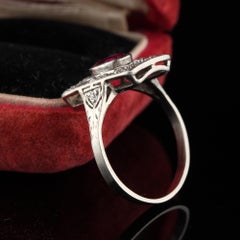 Antique Art Deco Platinum Ruby and Diamond Engagement Ring
