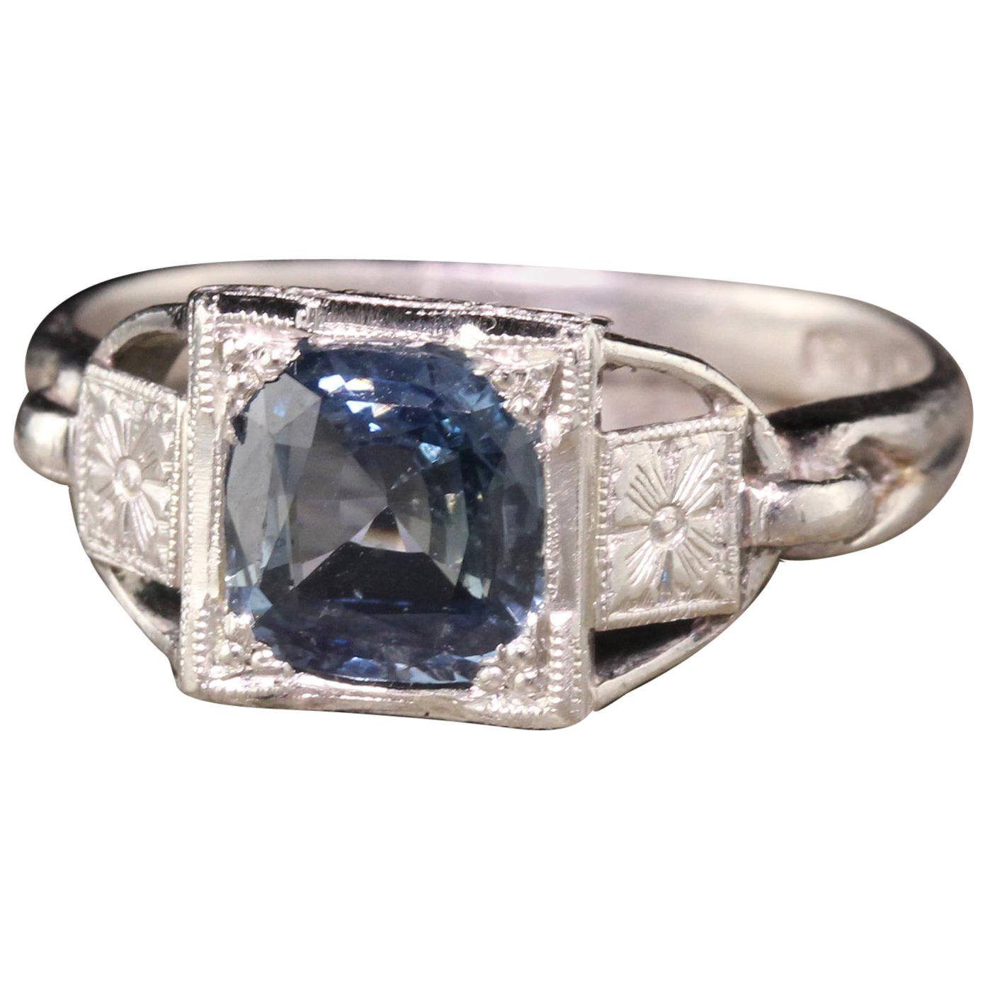 Antique Art Deco Platinum Sapphire Engagement Ring