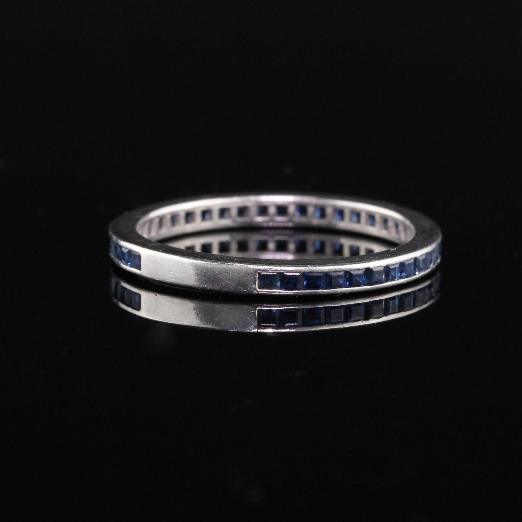 Antique Art Deco Platinum Sapphire Wedding Band In Excellent Condition In Great Neck, NY