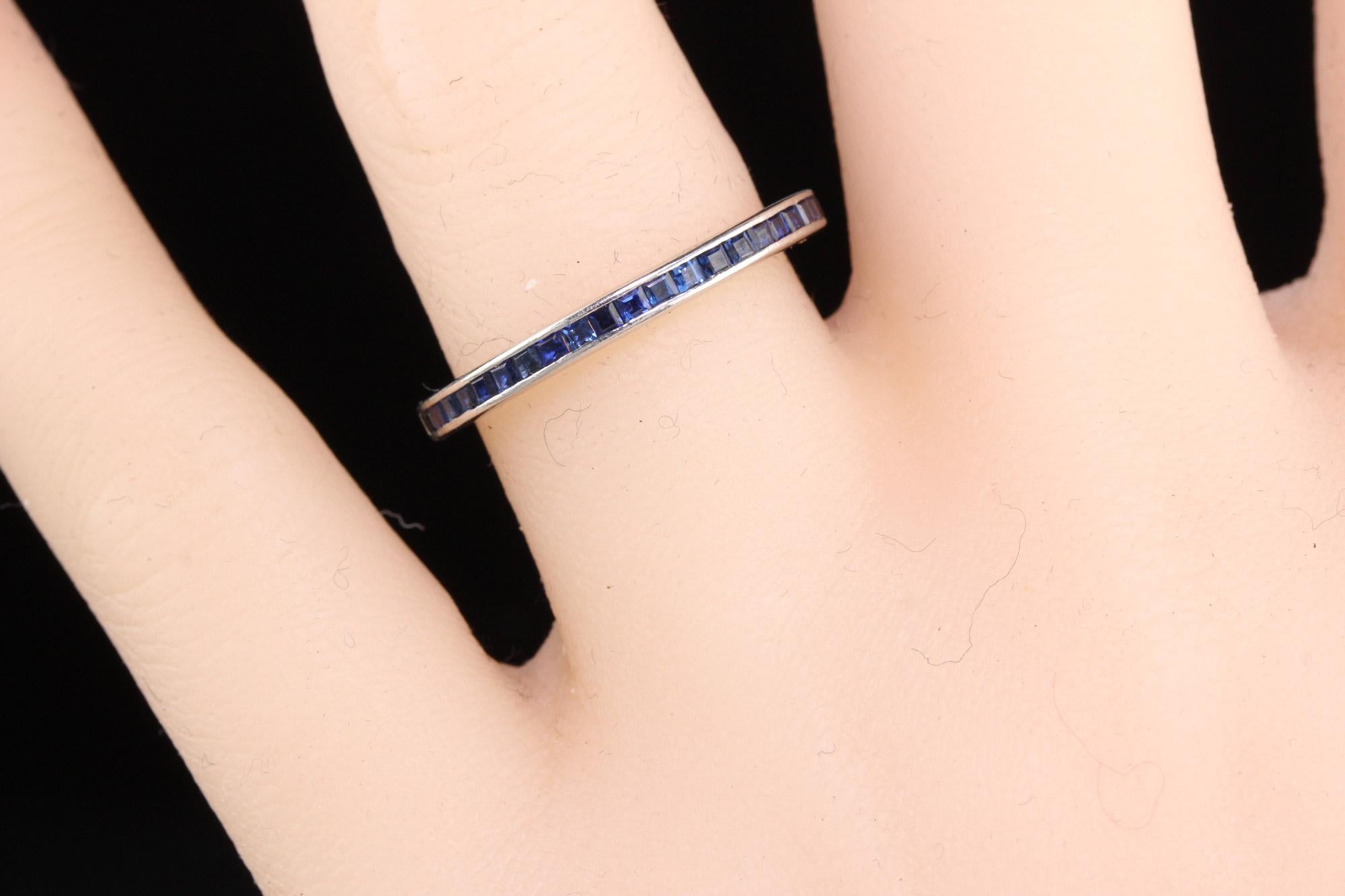 Antique Art Deco Platinum Sapphire Wedding Band 1