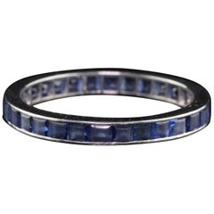 Antique Art Deco Platinum Sapphire Wedding Eternity Band