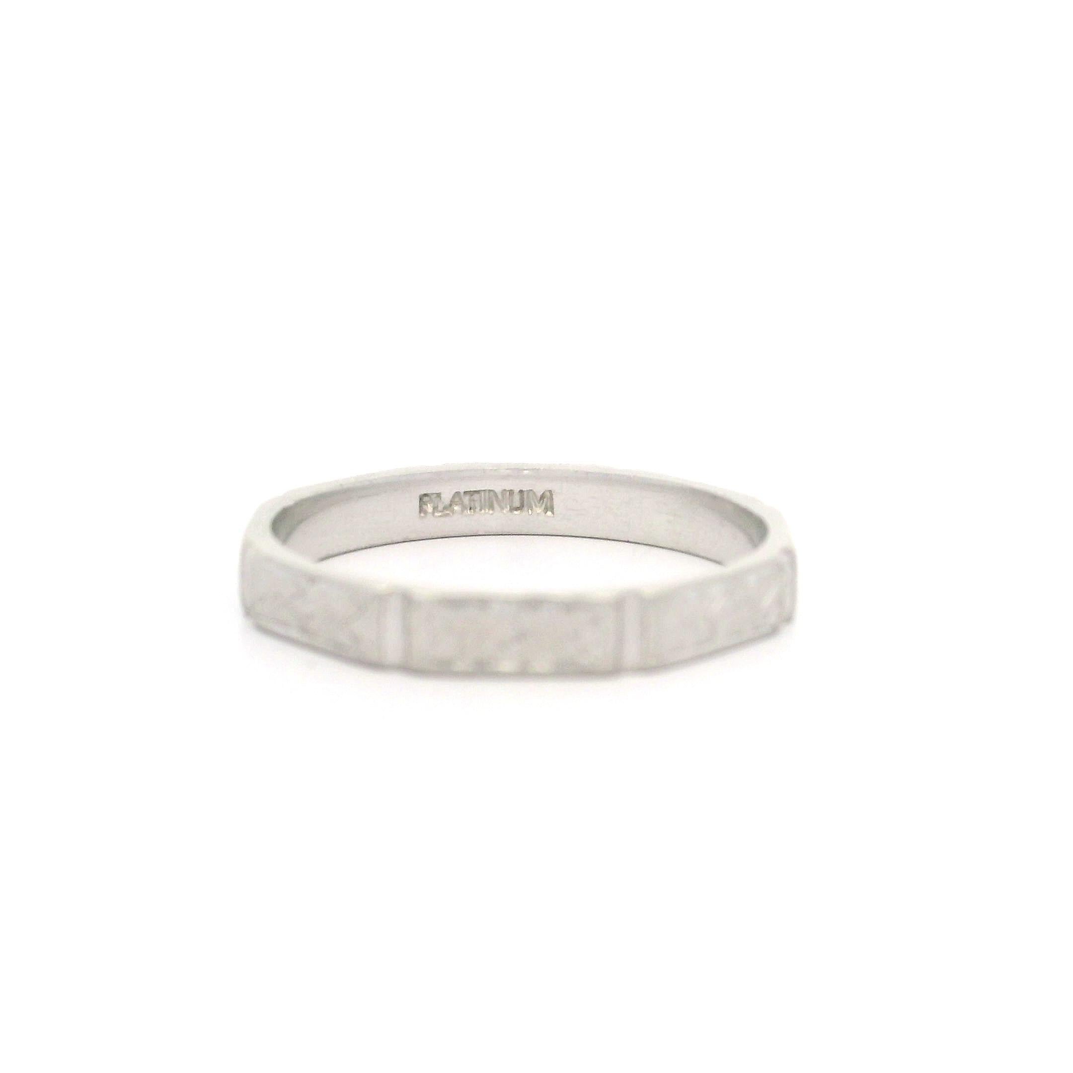 Antique Art Deco Platinum Sectioned Engraved Eternity Band Ring Size 6.5 For Sale 2