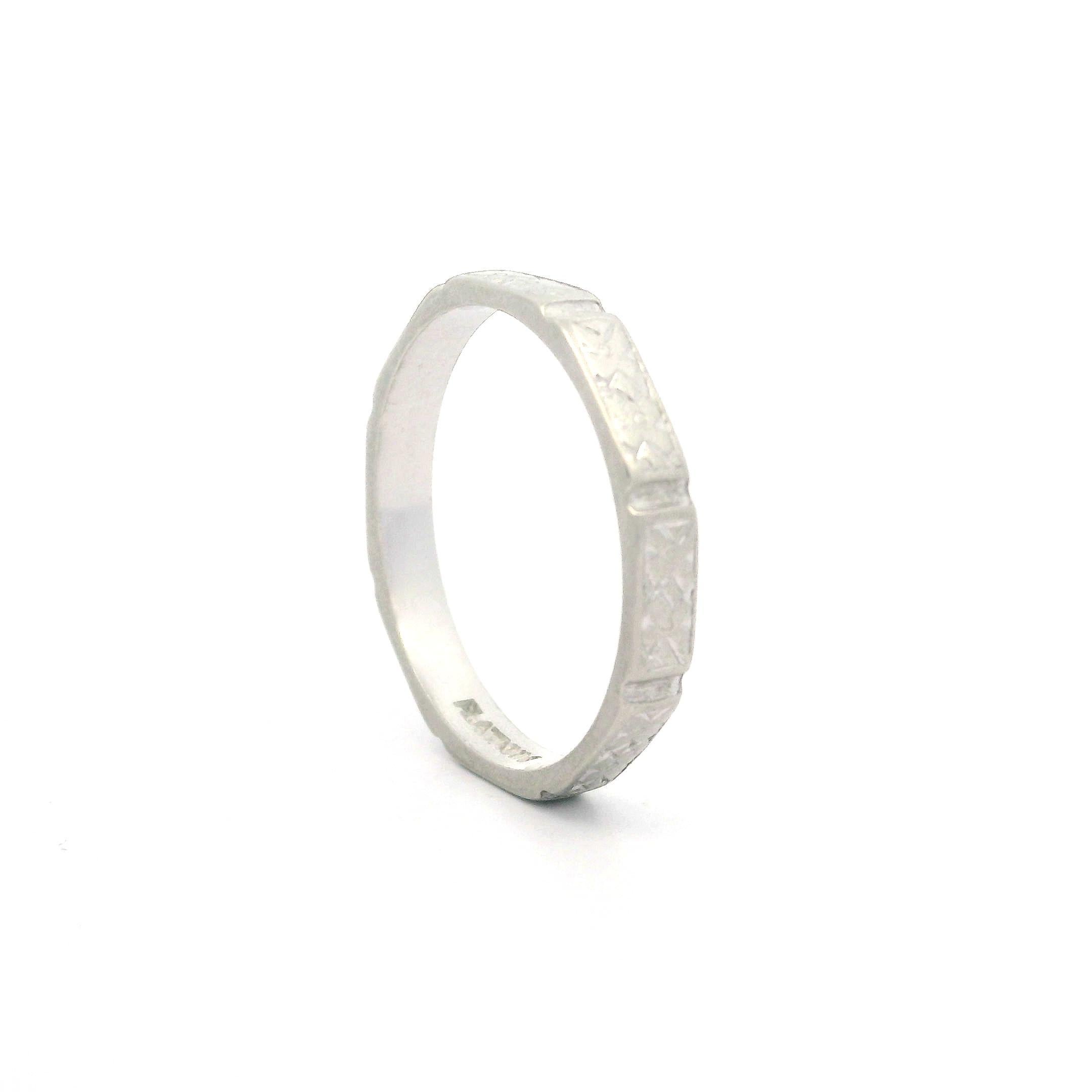 Antique Art Deco Platinum Sectioned Engraved Eternity Band Ring Size 6.5 For Sale 4
