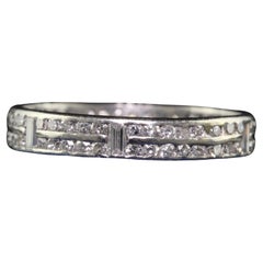 Anneau d'éternité Art déco ancien en platine avec diamants baguettes taille unique - Taille 5 1/2