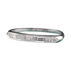 Antique Art Deco Platinum Single Cut Diamond Baguette Wedding Band