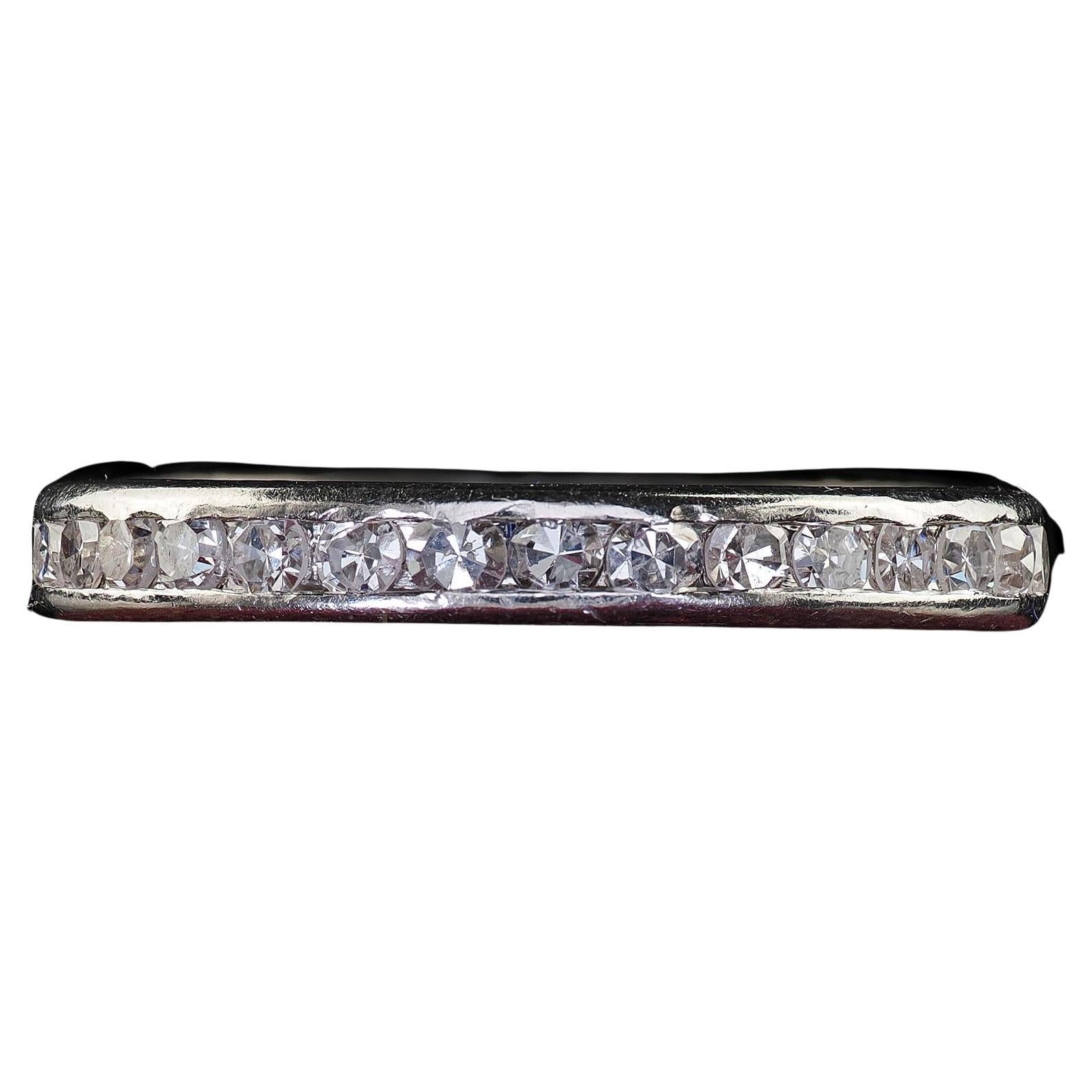 Antique Art Deco Platinum Single Cut Diamond Classic Eternity Band - Size 6