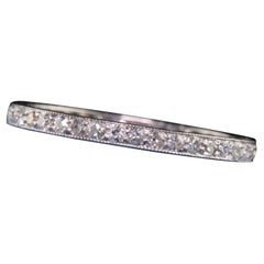 Antique Art Deco Platinum Single Cut Diamond Engraved Eternity Band