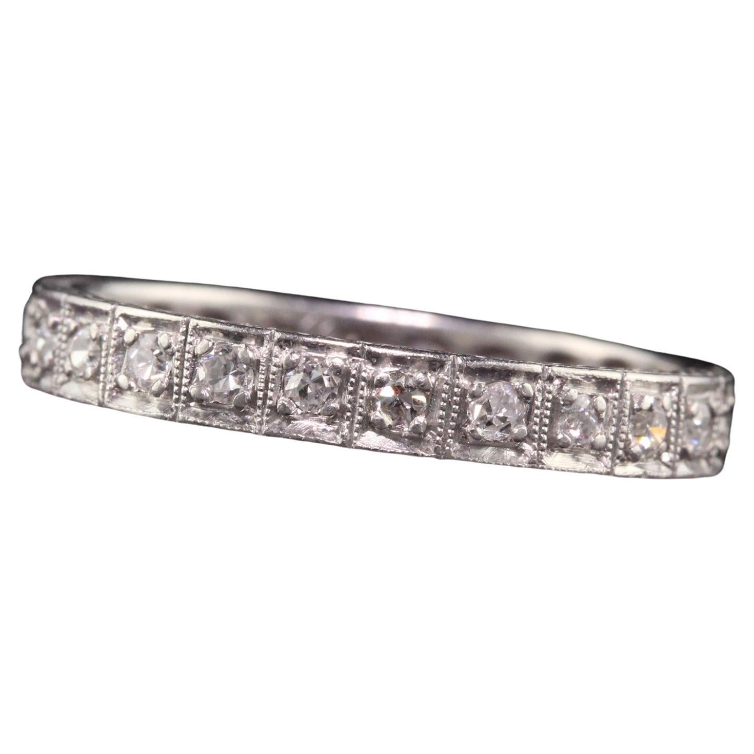 Ruby Diamond Platinum Engraved Eternity Band Ring at 1stDibs