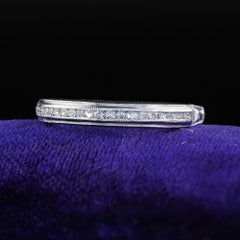 Antiker Art Deco Platin Single Cut Diamant gravierter halber Bandring