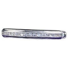 Bague d'antiquités Art déco en platine avec demi-anneau gravé de diamants taille unique