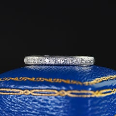 Antike Art Deco Platin Single Cut Diamant graviert Hochzeit Band - Größe 6 1/2