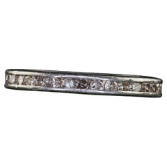 Anneau d'éternité Art déco ancien en platine avec diamant taille unique - Taille 6 3/4