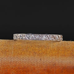 Antique Art Deco Platinum Single Cut Diamond Eternity Band Ring - Size 6