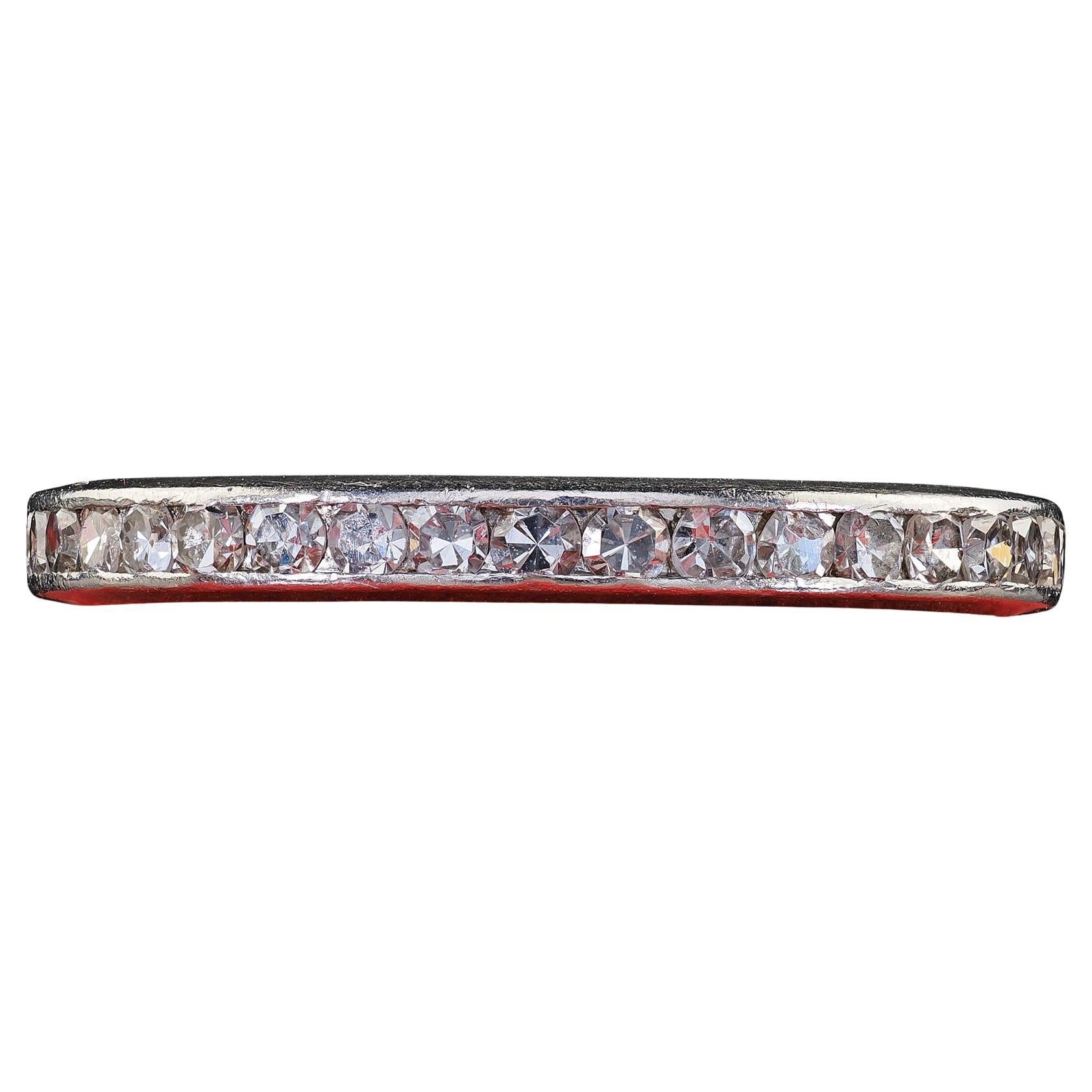 Antique Art Deco Platinum Single Cut Diamond Eternity Band - Size 5 3/4