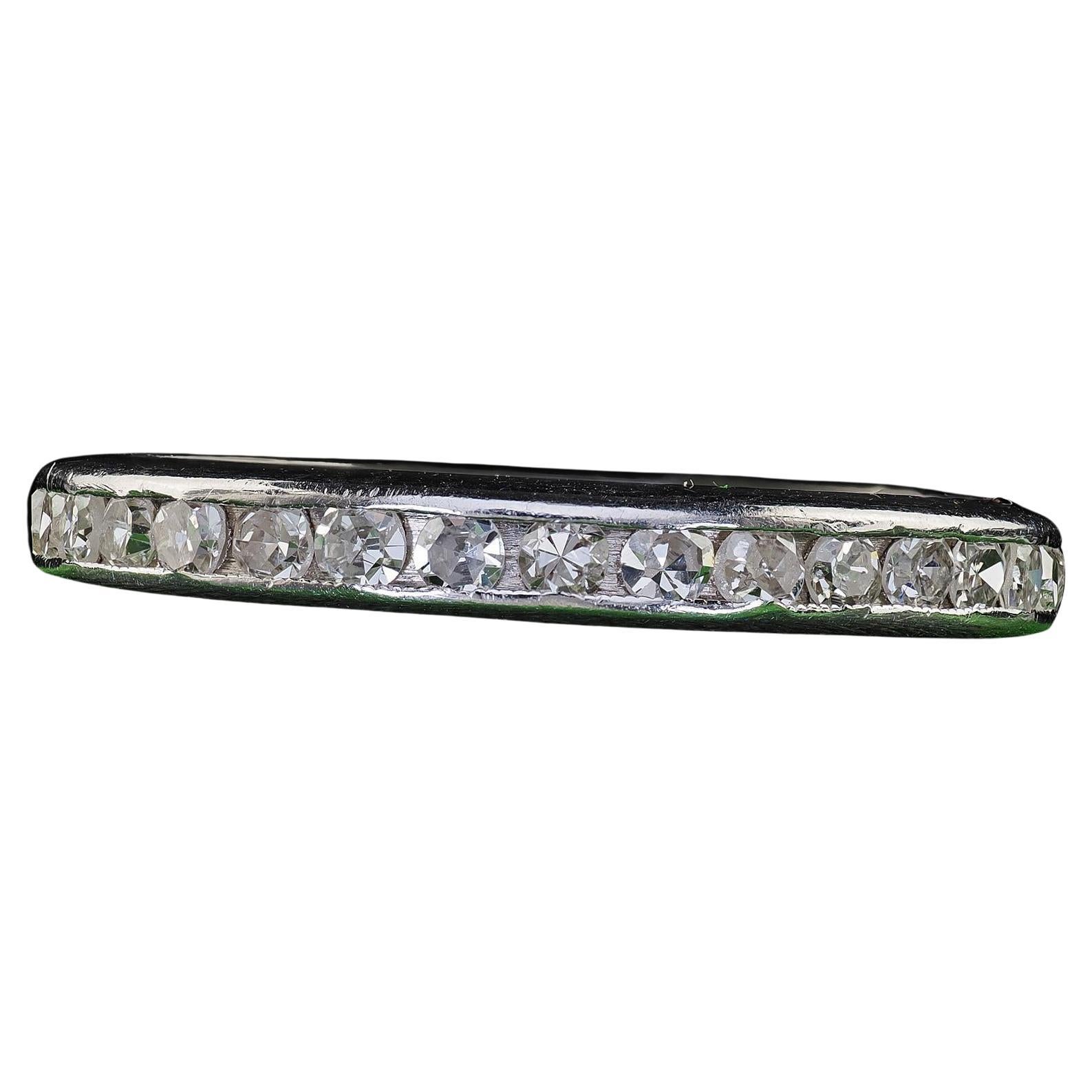 Antique Art Deco Platinum Single Cut Diamond Eternity Band - Size 5