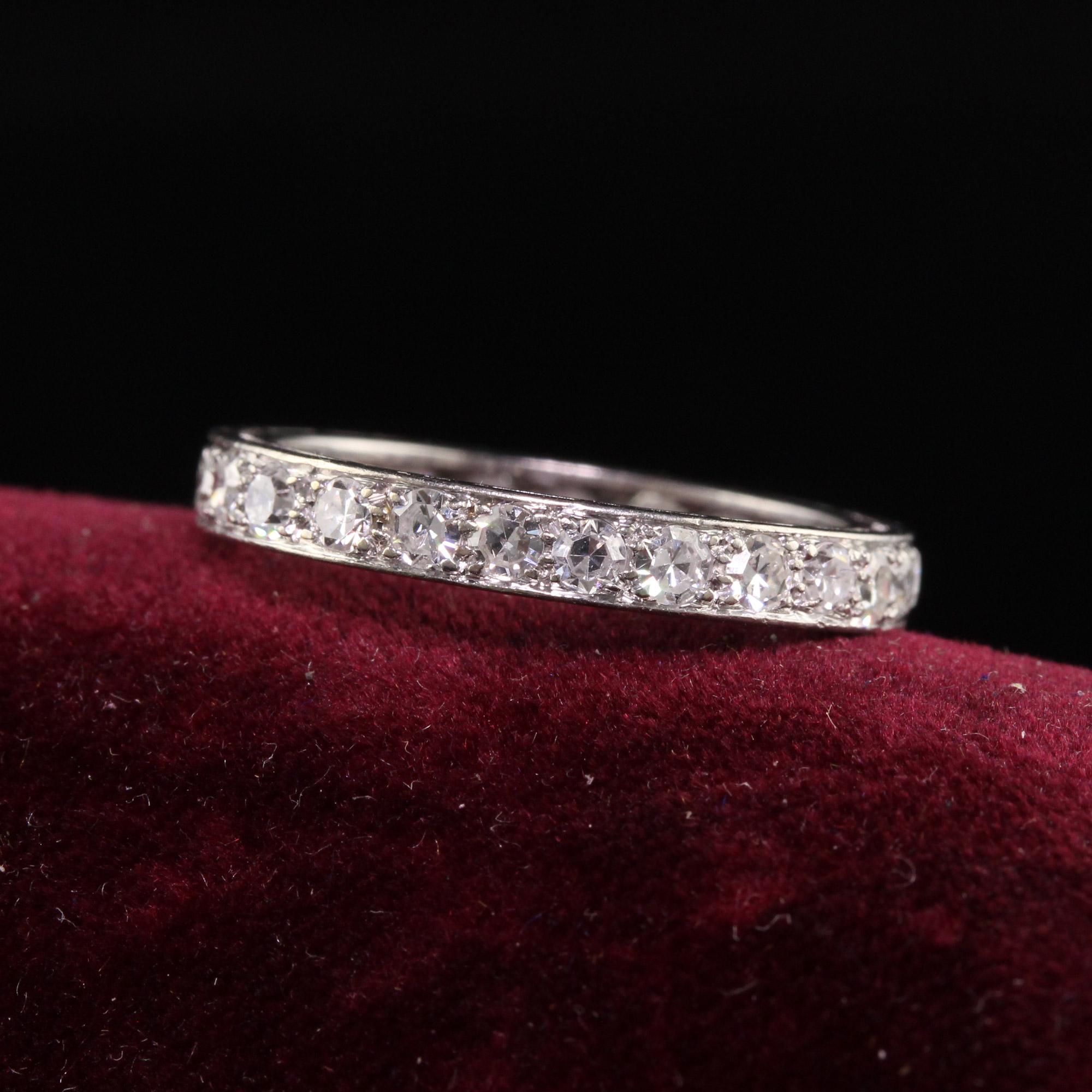 Beautiful Antique Art Deco Platinum Single Cut Diamond Eternity Band - Size 7. This incredible ring is crafted in platinum. There are single cut diamonds going around the entire ring and it is in great condition.

Item #R1413

Metal:
