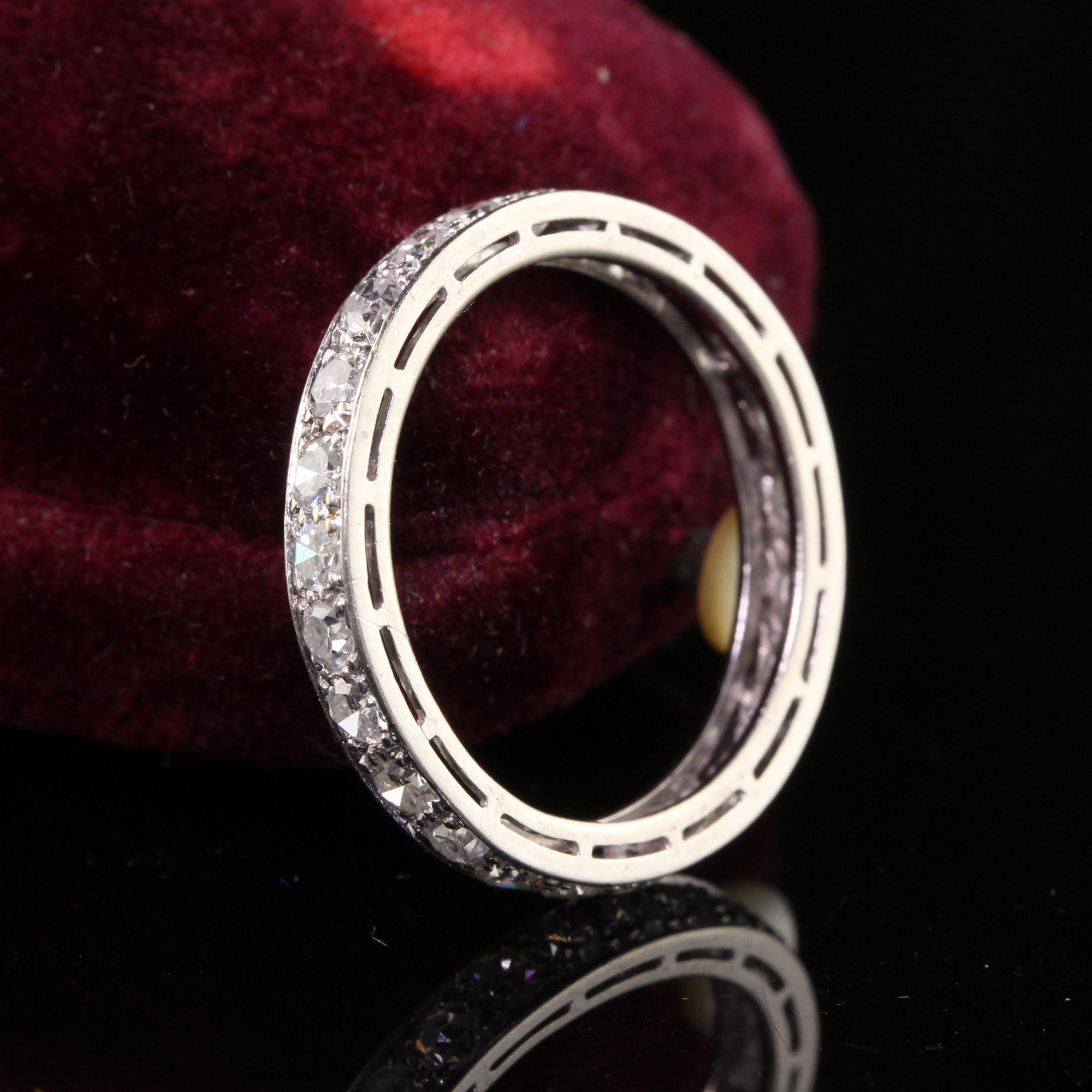 Antique Art Deco Platinum Single Cut Diamond Eternity Band In Good Condition For Sale In Great Neck, NY