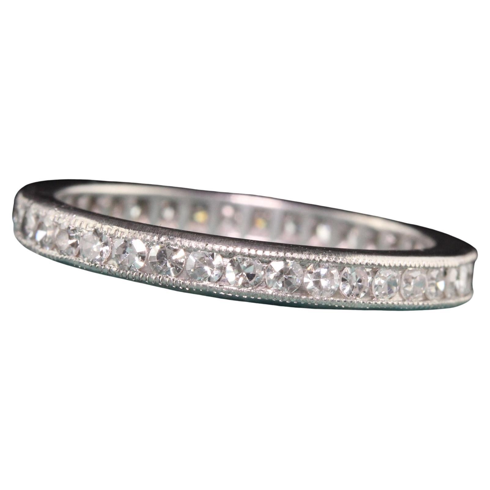 Antiker Art Deco Platin Single Cut Diamant Ewigkeits-Ehering