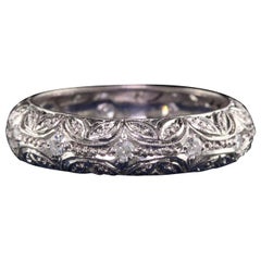 Antique Art Deco Platinum Single Cut Diamond Filigree Eternity Band