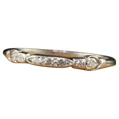 Antique Art Deco Platinum Single Cut Diamond Half Diamond Wedding Band - Size 8