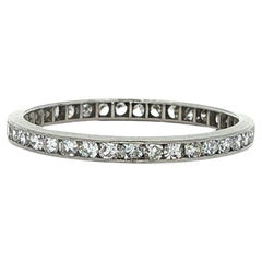 Antique Art Deco Platinum Single Cut Diamond Stackable Wedding Band Ring Sz 5.5