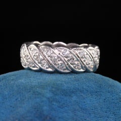 Antique Art Deco Platinum Single Cut Diamond Wave Eternity Band