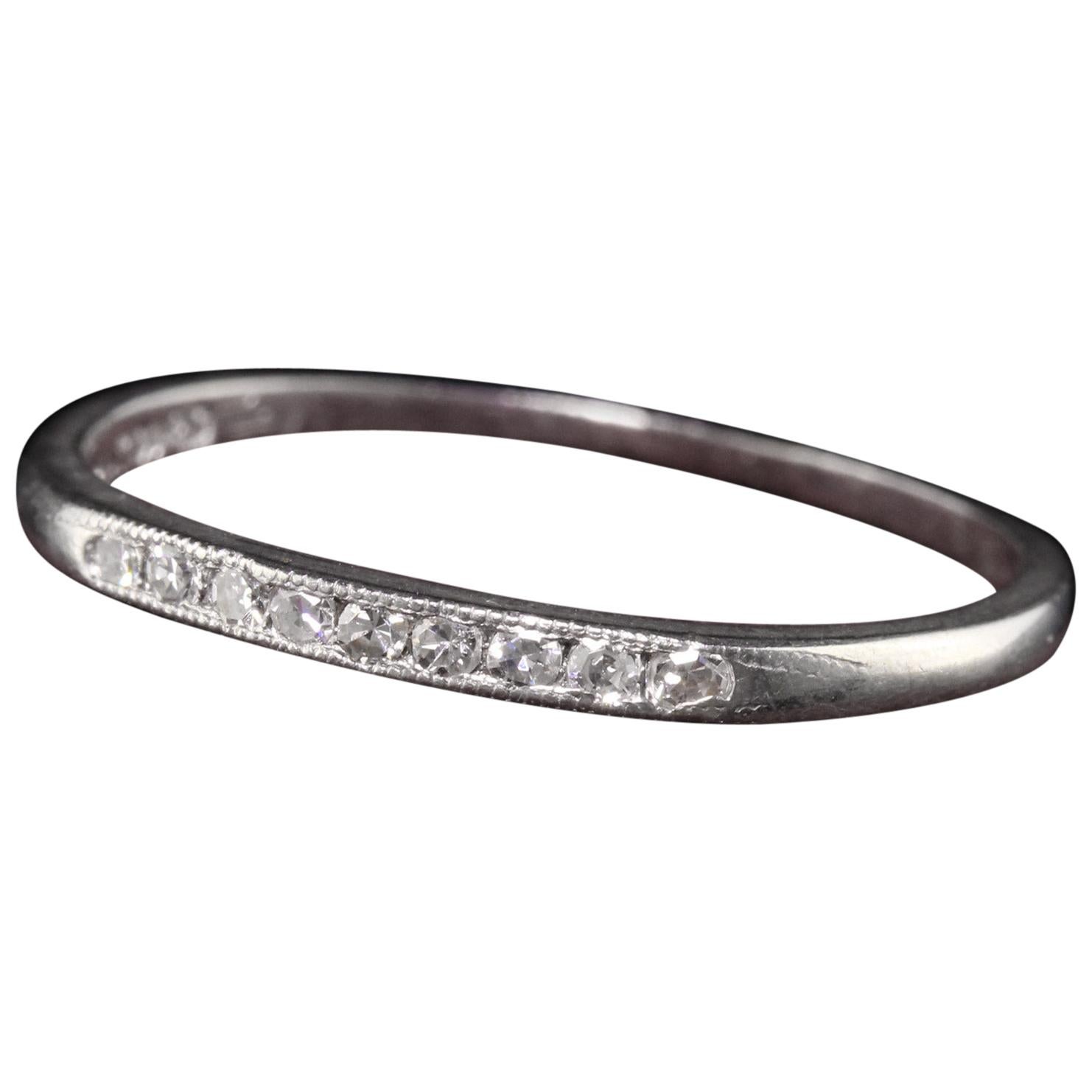 Antique Art Deco Platinum Single Cut Diamond Wedding Band