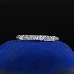 Antique Art Deco Platinum Single Cut Diamond Wedding Band Ring - Size 6