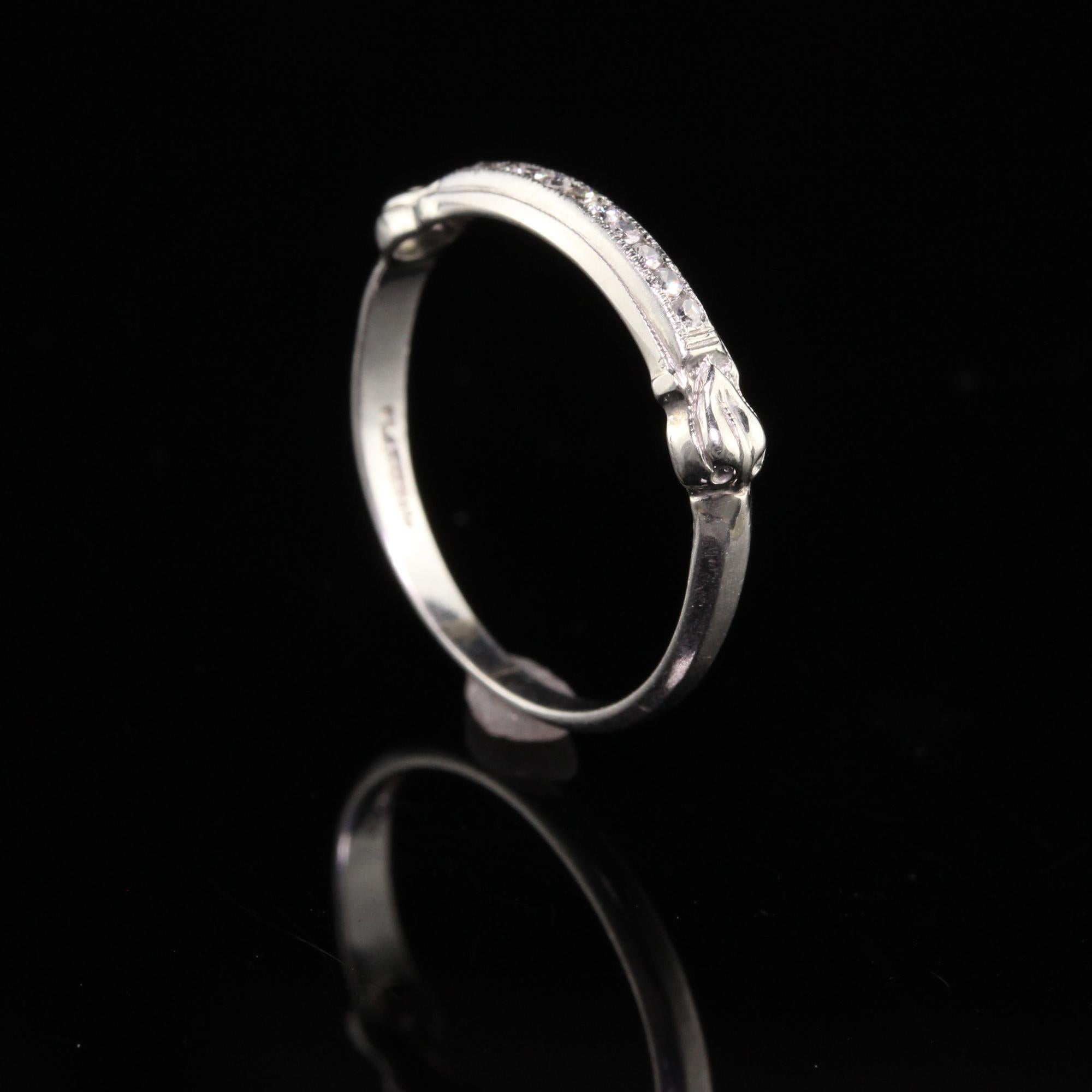 Antique Art Deco Platinum Single Cut Diamond Wedding Band For Sale 1