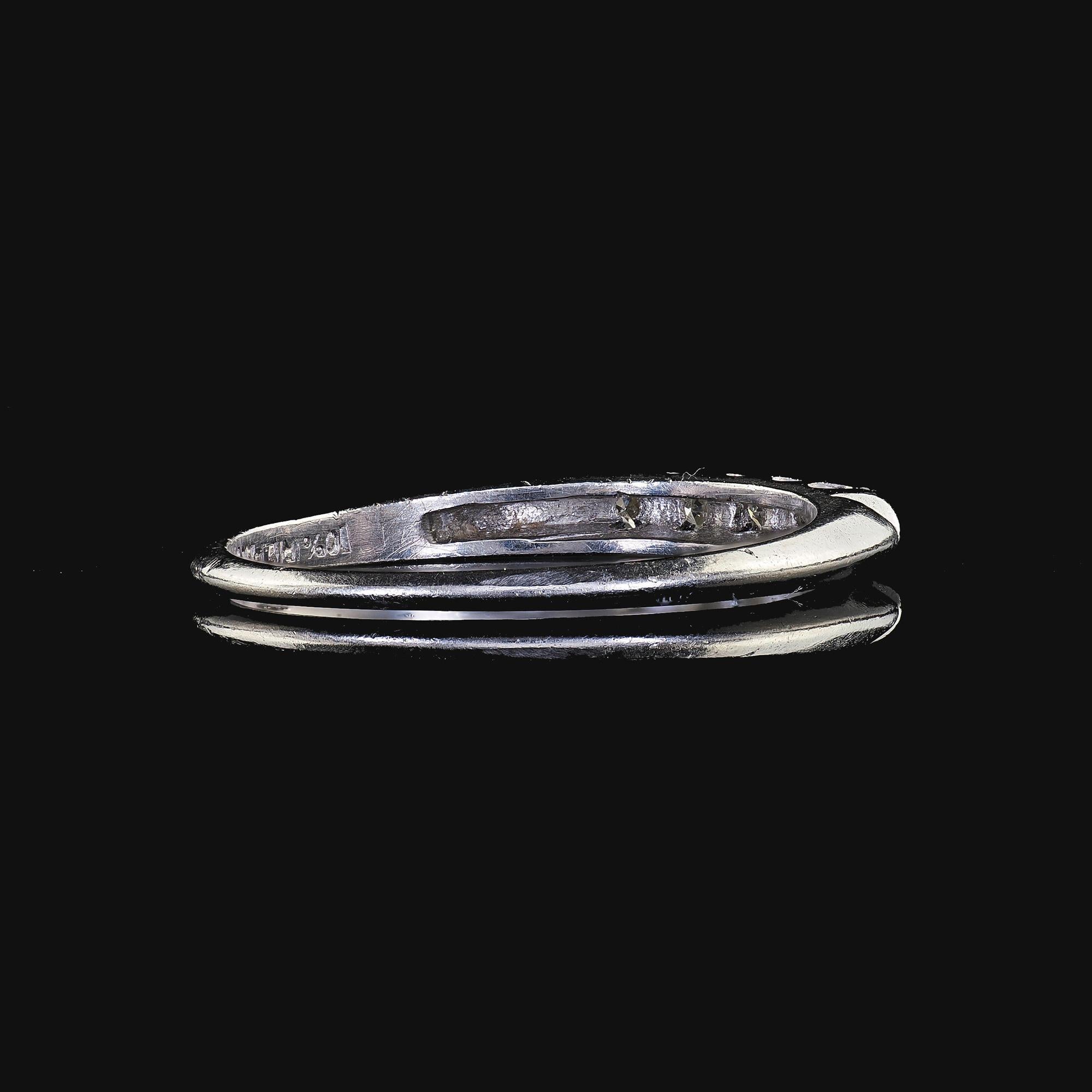 Alliance Art déco ancienne en platine avec diamant taille unique - Taille 7 1/4 en vente 3