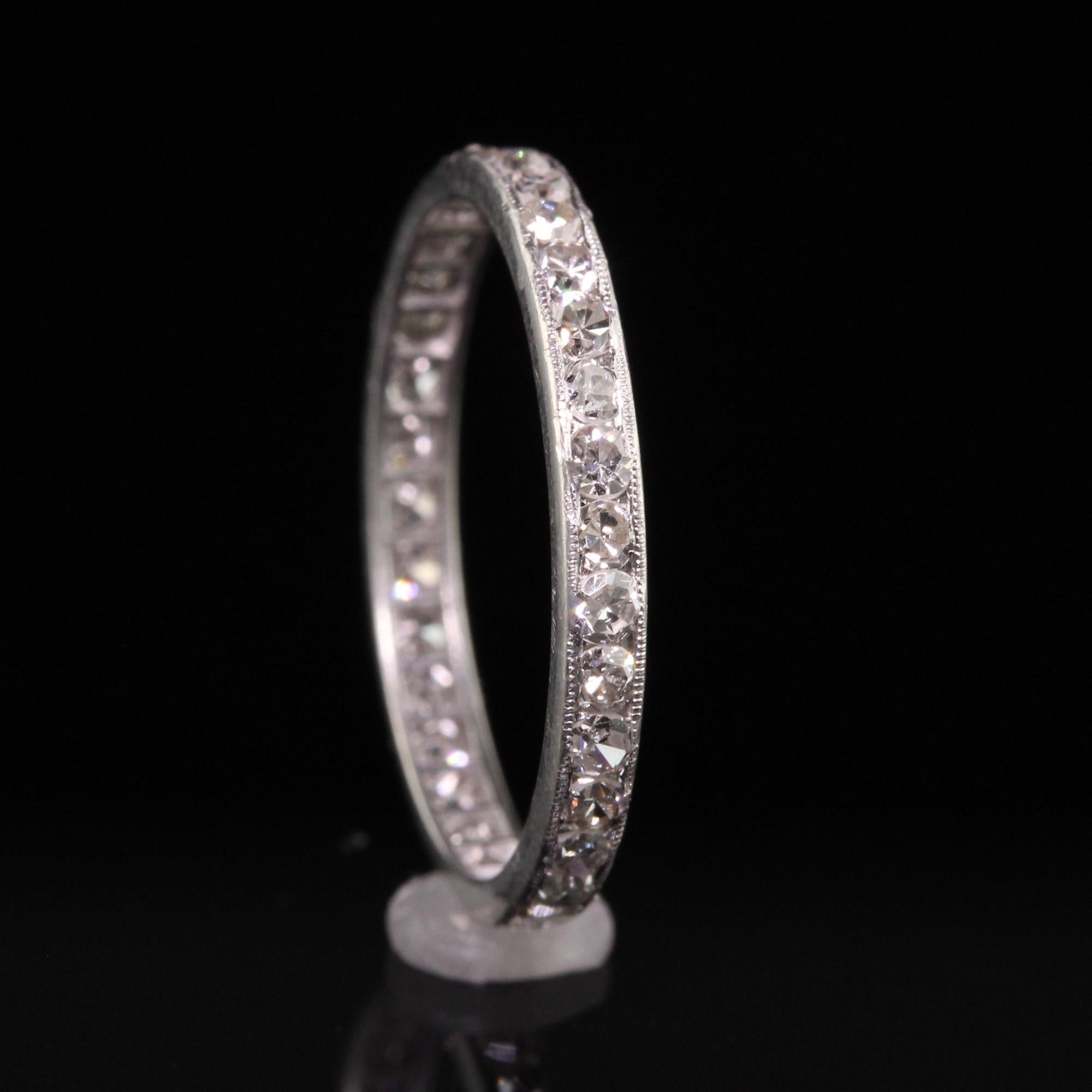 Antique Art Deco Platinum Single Cut Diamond Wedding Eternity Band In Good Condition For Sale In Great Neck, NY