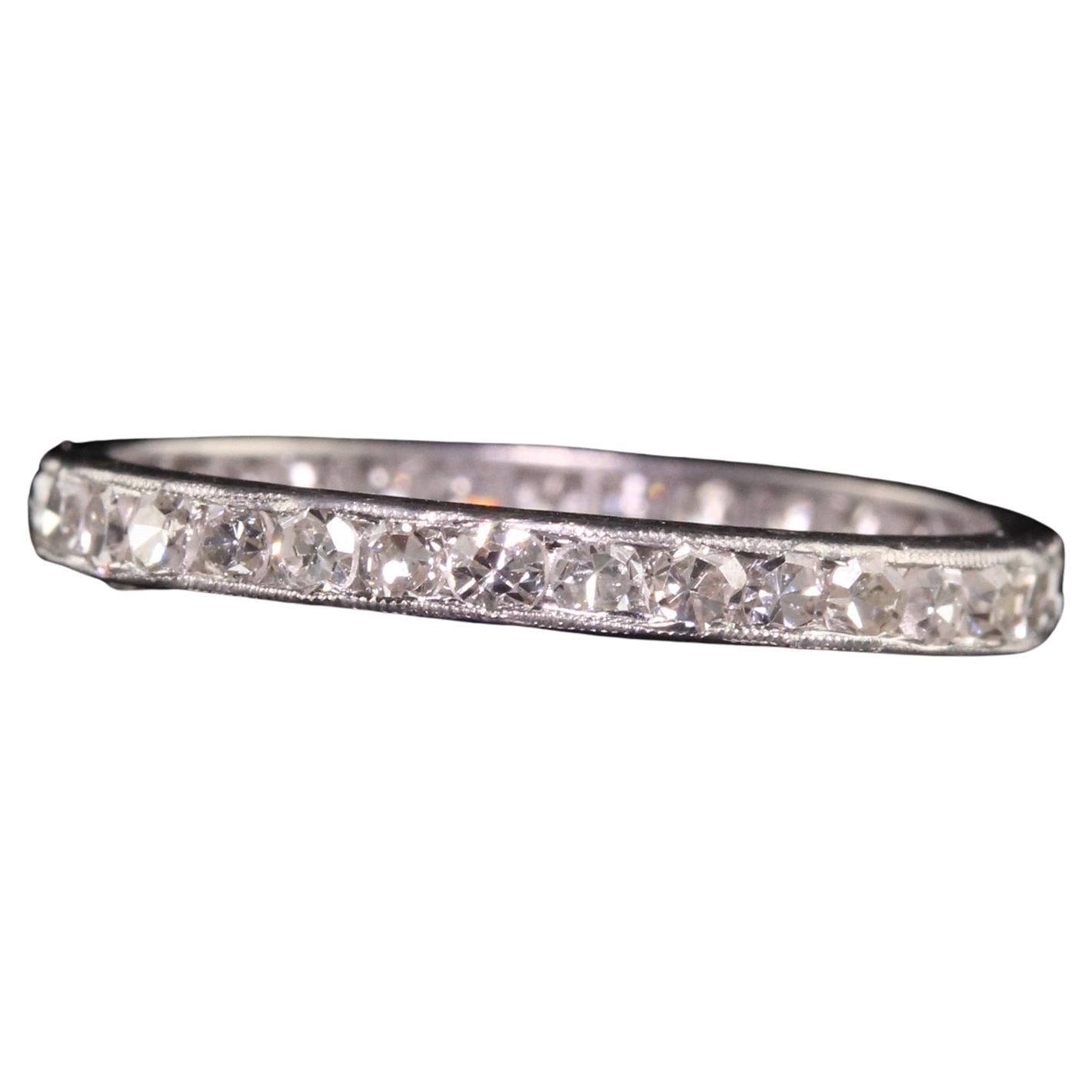 1927 Elegant Art Deco French Cut Diamond Platinum Wedding Band Ring at ...