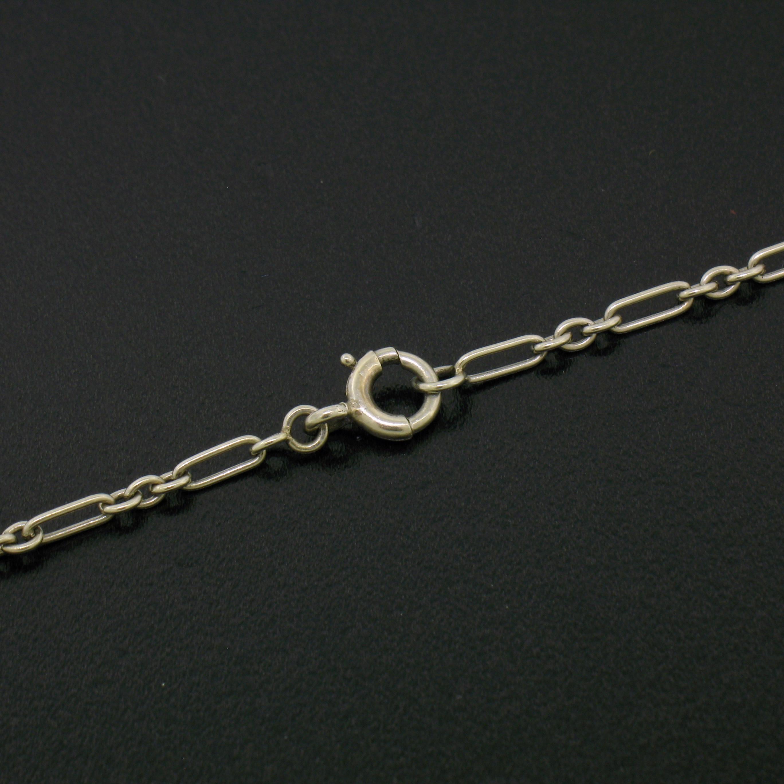 Antique Art Deco Platinum Square Aquamarine Diamond Pearl Long Necklace 5