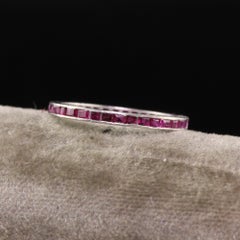 Antique Art Deco Platinum Square Cut Ruby Eternity Band