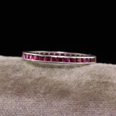 Antique Art Deco Platinum Square Cut Ruby Eternity Band